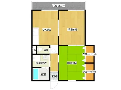 ベル・ヴィル C棟(2DK/2階)の間取り写真