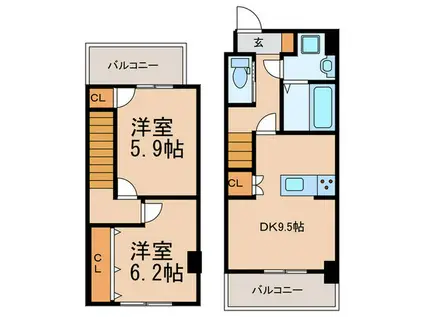MIND´S HEIWA(2LDK/4階)の間取り写真
