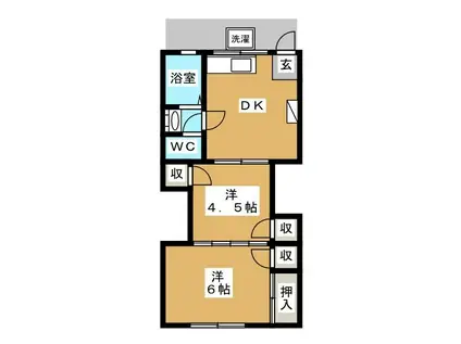 中川荘(2DK/2階)の間取り写真