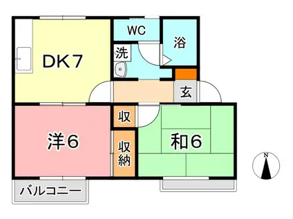 タウニィ樹 A(2DK/2階)の間取り写真