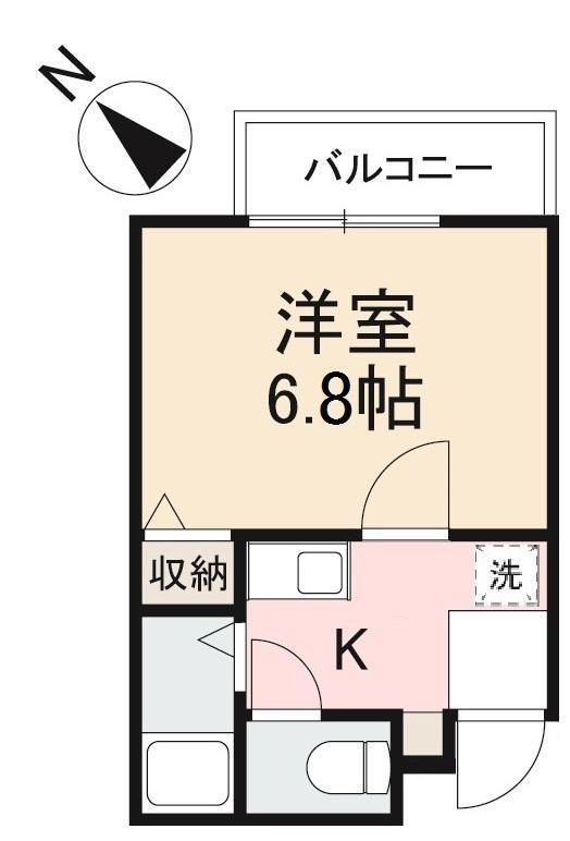 グロリアスハイム(1K/2階)の間取り写真