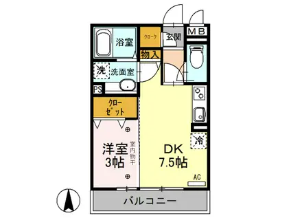 エタルナ倉賀野(1DK/3階)の間取り写真