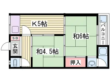 都美荘(2K/2階)の間取り写真
