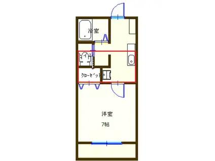 クリエイトガーデン五橋(1K/2階)の間取り写真