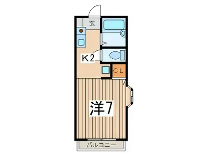 ヴィラ玉川学園(1K/2階)の間取り写真