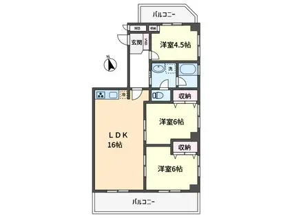 カサハラビル大船(3LDK/6階)の間取り写真