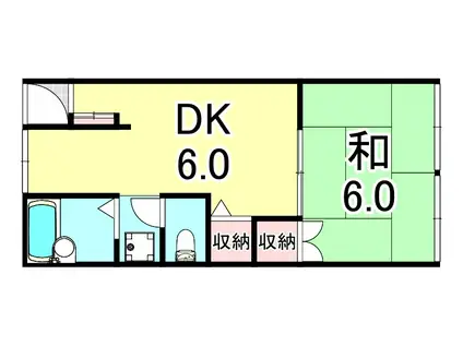 イシハラマンション(1DK/2階)の間取り写真
