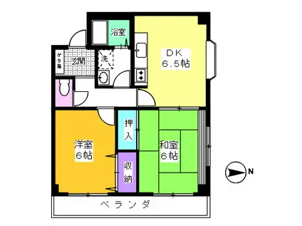 コーポホリコシ(2DK/2階)の間取り写真