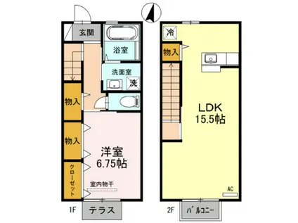 D-ROOM秋吉B棟(1LDK/1階)の間取り写真