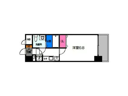 レジュールアッシュ大阪城NORD(1K/5階)の間取り写真