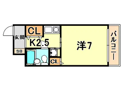 メゾン・ド・六甲パートIII(1K/3階)の間取り写真