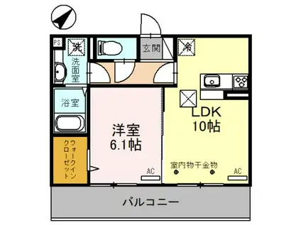 D-ROOM連取町(1LDK/1階)の間取り写真