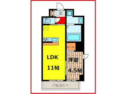アトランティスタワーお花茶屋(1LDK/9階)の間取り写真