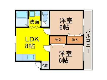 今井出ハイツ(2LDK/2階)の間取り写真