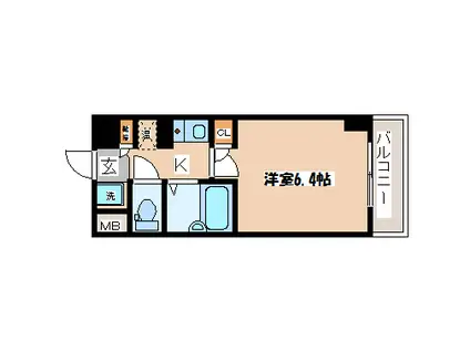 シンシア・シティ榴岡(1K/8階)の間取り写真