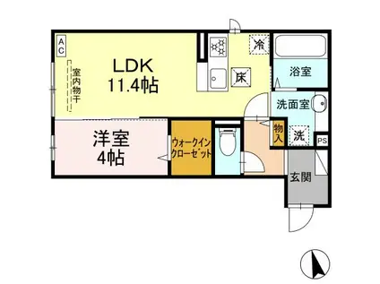 トリシア大町(1LDK/2階)の間取り写真
