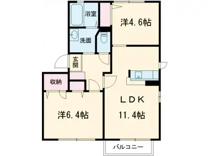 うきうきハイツ C棟(2LDK/2階)の間取り写真