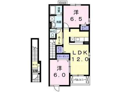 ベルビューA(2LDK/2階)の間取り写真