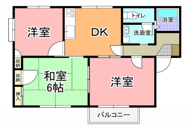 エレガンス山崎 B(3DK/1階)の間取り写真