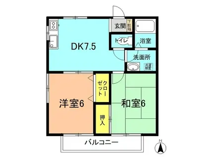 第3角田ハイツ(2DK/2階)の間取り写真