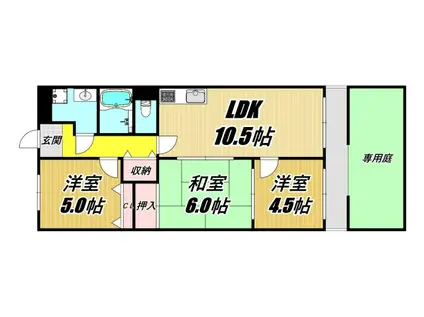 芦屋三木マンション(3LDK/1階)の間取り写真