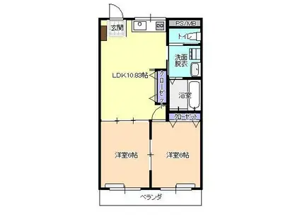 遠藤マンションA(2LDK/4階)の間取り写真