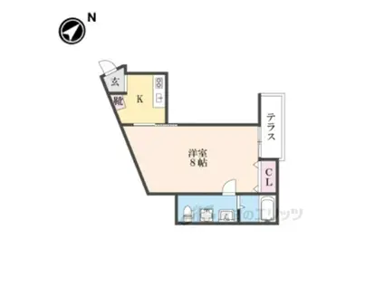 GRANDCASA OYAKE(1K/1階)の間取り写真