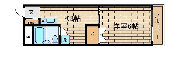 林ビル(1K/4階)の間取り写真