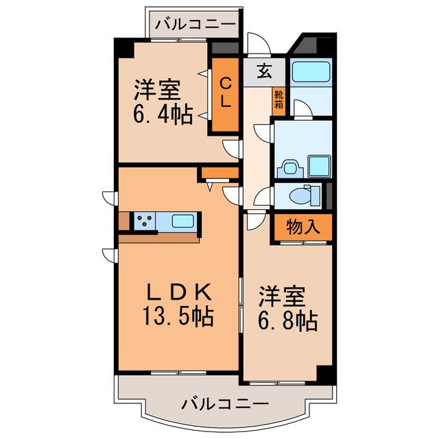 クレールナデシコ(2LDK/1階)の間取り写真