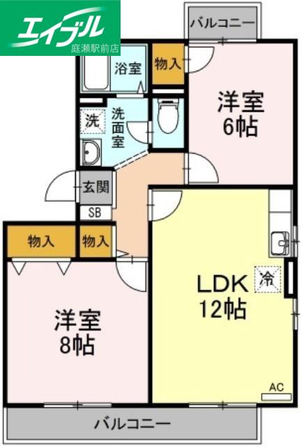 エクシード平野A棟(2LDK/3階)の間取り写真