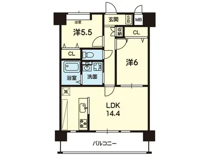 CROIREIII(2LDK/5階)の間取り写真