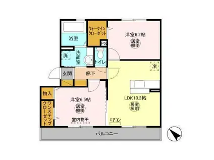 カーサ インテヴィラI(2LDK/2階)の間取り写真