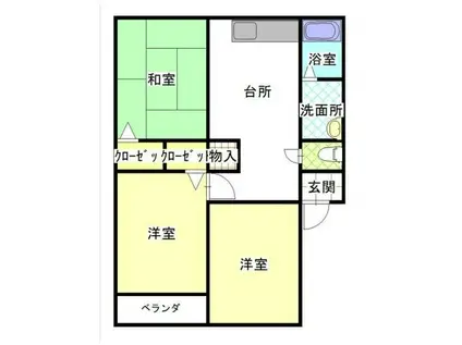 ファミール深川A・B(3DK/2階)の間取り写真