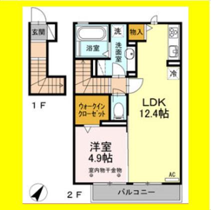 TSコート(1LDK/2階)の間取り写真