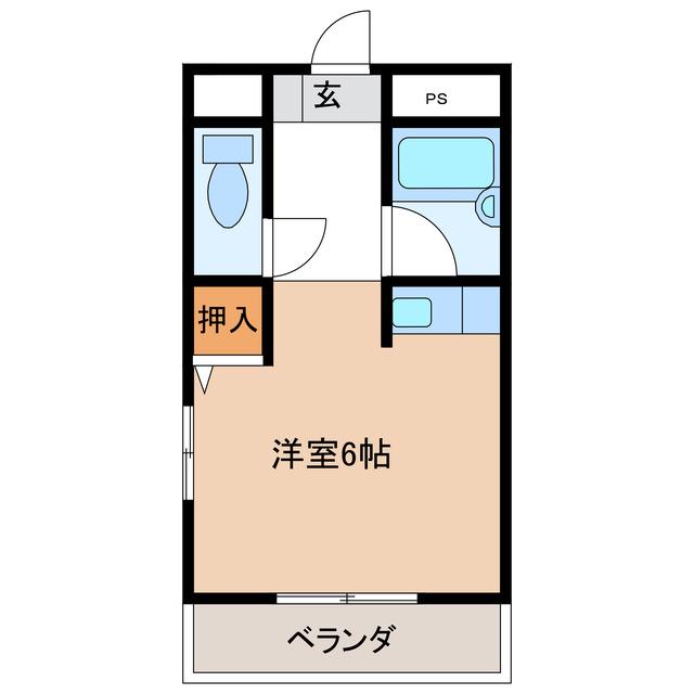 コーポ上土居(ワンルーム/2階)の間取り写真