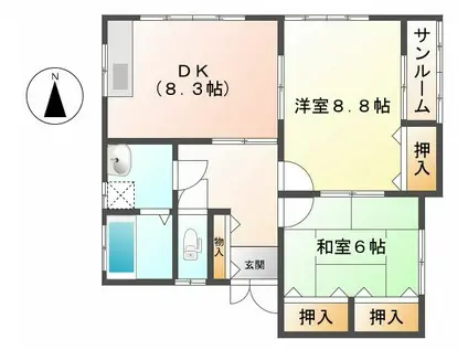 ハイム・オレンジII(2DK/2階)の間取り写真