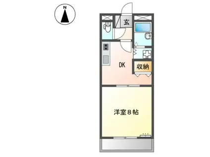 プリッツパレス(1DK/2階)の間取り写真