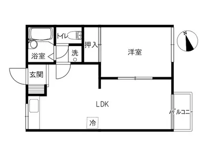 ハイツアメニティ(1LDK/2階)の間取り写真