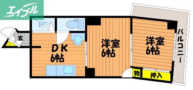 国際コーポ(2DK/3階)の間取り写真