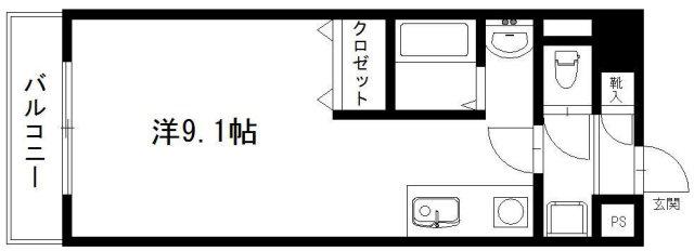 オンリーワン(1K/3階)の間取り写真