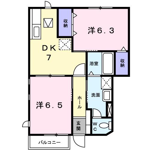 ニューシティサイト-B(2DK/1階)の間取り写真