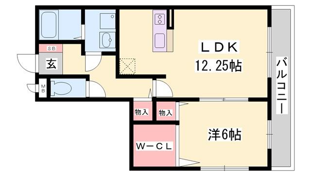 サンテ・レザンジュ A棟(1LDK/1階)の間取り写真