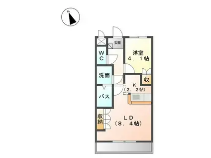 ヴェニール紀ノ川(1LDK/1階)の間取り写真