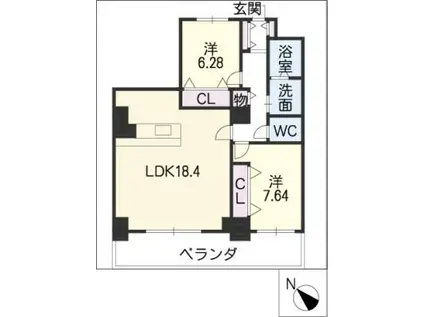 ARDEA(2LDK/18階)の間取り写真