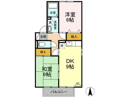 アルブルコリーヌI・II(1LDK/2階)の間取り写真