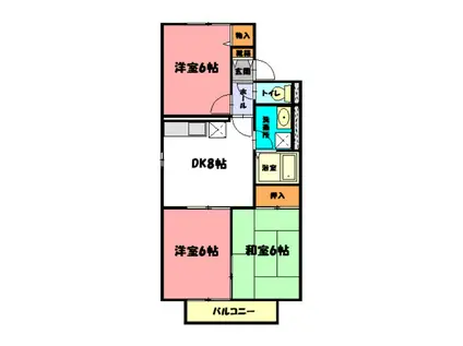 プリシェール西明石(3DK/2階)の間取り写真