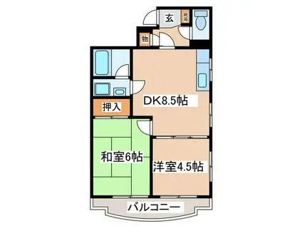 クレール・メナージュ(2DK/4階)の間取り写真