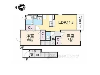 ナチュレAGAKEⅡ(2LDK/2階)の間取り写真