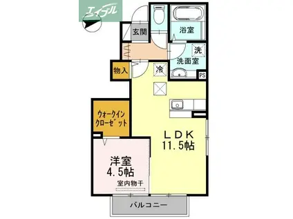 ルピナス高柳東町3 (1LDK/1階)の間取り写真