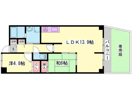日光ハイツ加古川壱番館(2LDK/4階)の間取り写真